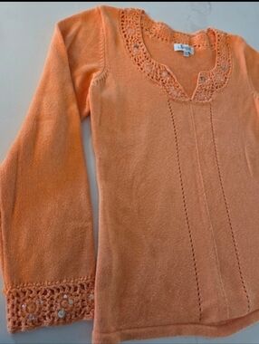 100% Cotton Vintage Jessica Crochet Trim Sweater